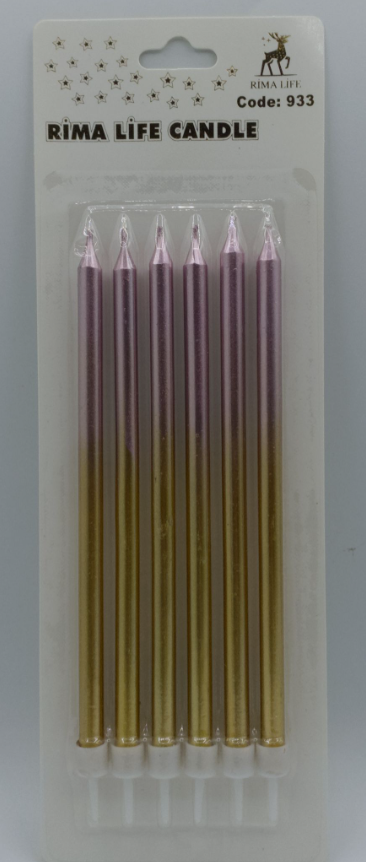 Fuşya Altın Doğum Günü Mumu 6 Lı Kod: 933